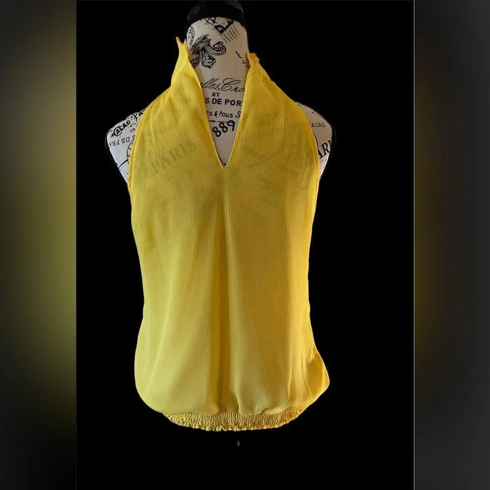 Xhileration chiffon yellow sleeveless blouse size large - Picture 2 of 3